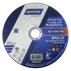 DISCO DE CORTE NORTON 66252926954 180X2.0X22.22MM (7X5/64X7/8) BNA22 AZUL
