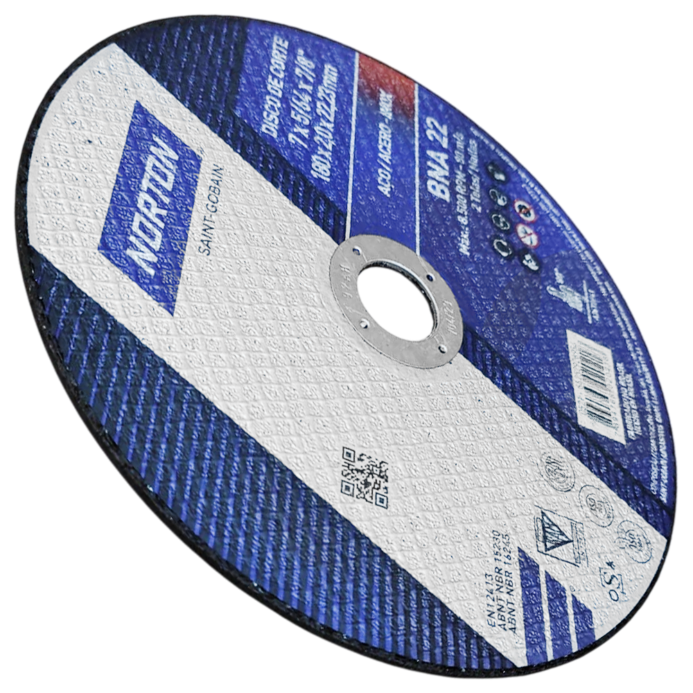 DISCO DE CORTE NORTON 66252926954 180X2.0X22.22MM (7X5/64X7/8) BNA22 AZUL - Imagem 3