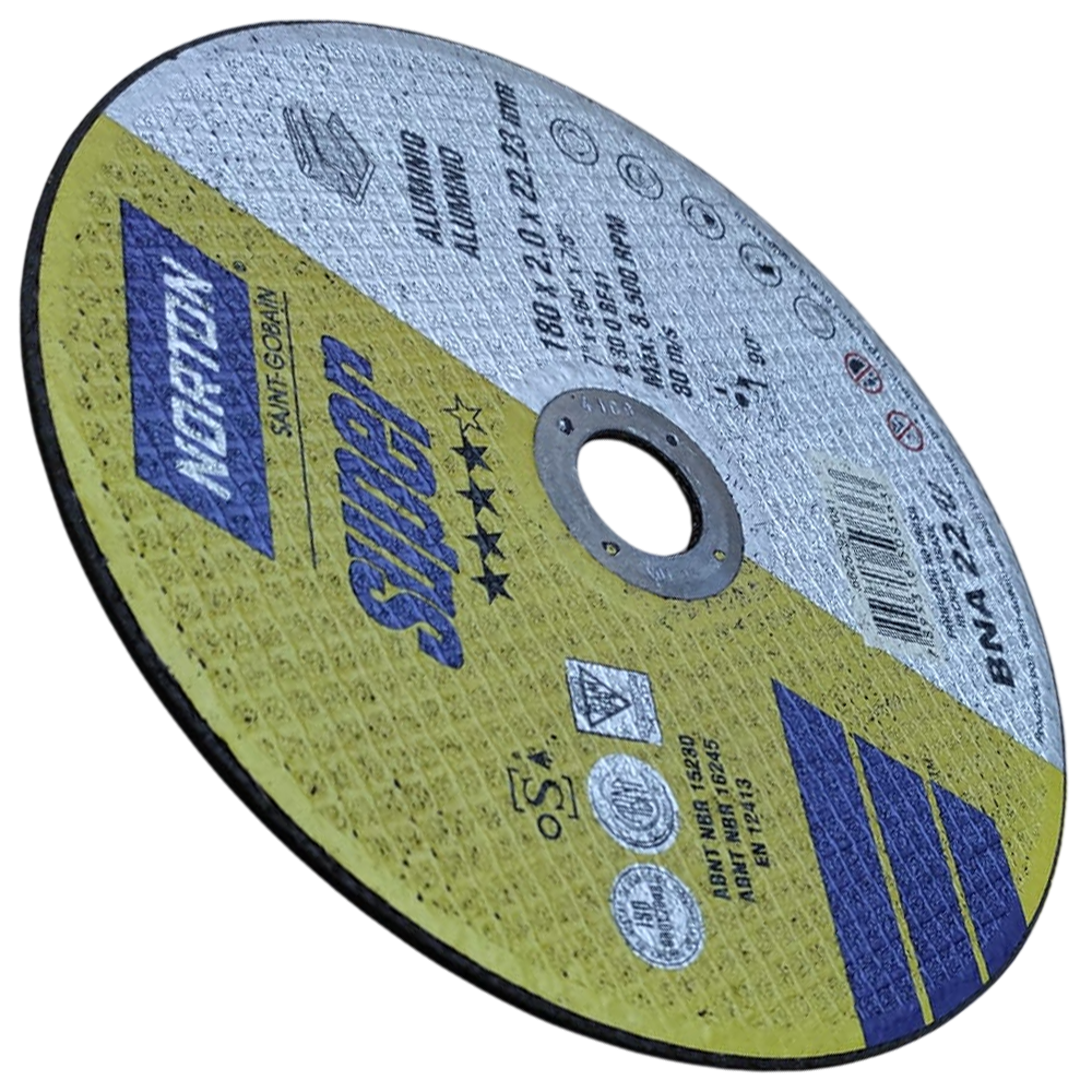 DISCO DE CORTE NORTON 66252927081 180X2.0X22.22MM (7X5/64X7/8) SUPER BNA22AL AMARELO ALUMINIO - Imagem 3