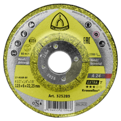 DISCO DE DESBASTE KLINGSPOR 325289 115X6X22.23 (4.1/2X1/4X7/8) A24EX-T EXTRA