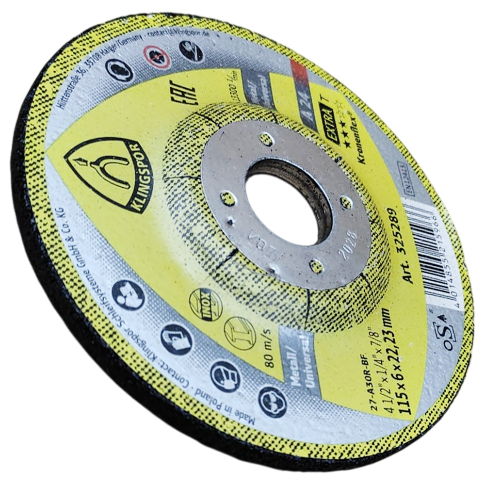 DISCO DE DESBASTE KLINGSPOR 325289 115X6X22.23 (4.1/2X1/4X7/8) A24EX-T EXTRA - Imagem 3