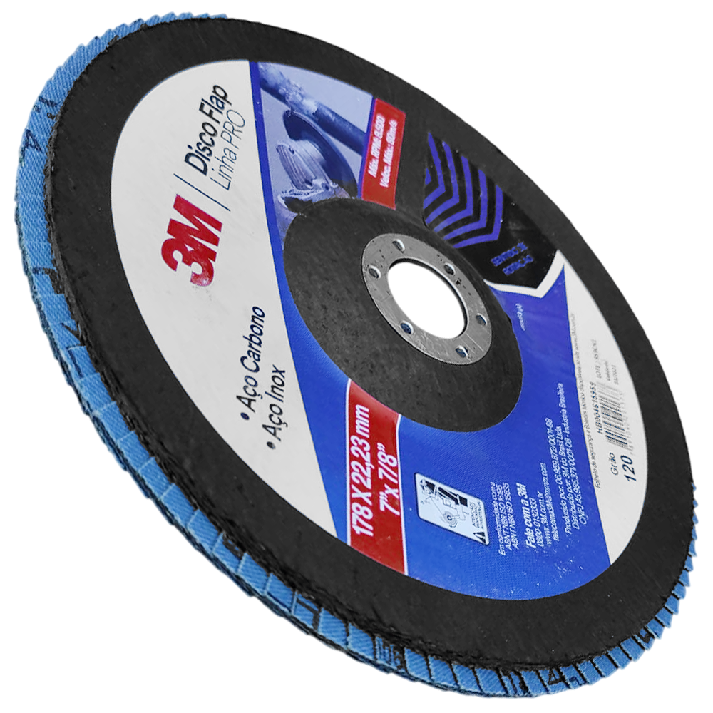 DISCO FLAP 3M HB004615959 180X22.23MM (7X7/8) G120 PRO FIBRA - Imagem 3