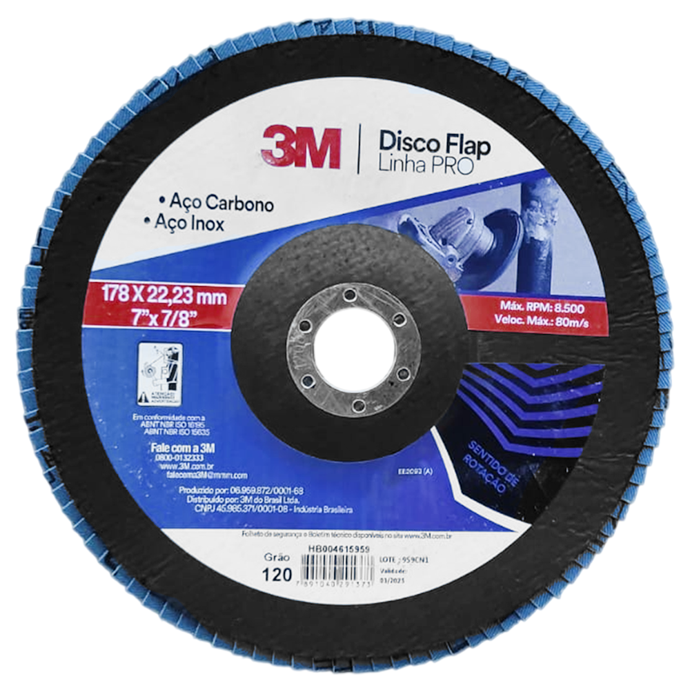 DISCO FLAP 3M HB004615959 180X22.23MM (7X7/8) G120 PRO FIBRA