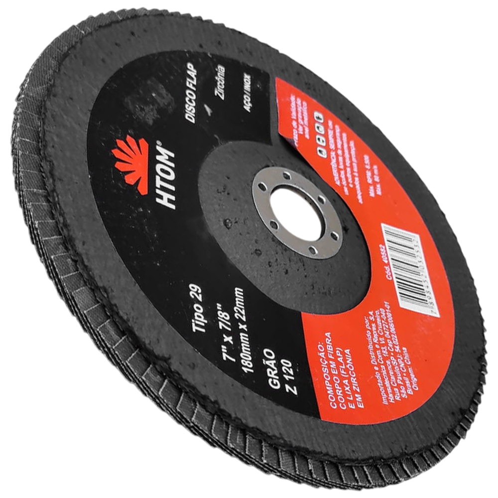 DISCO FLAP HTOM 40582 180X22.23MM (7X7/8) G120 DF007Z120 ZIRCONADO - Imagem 3