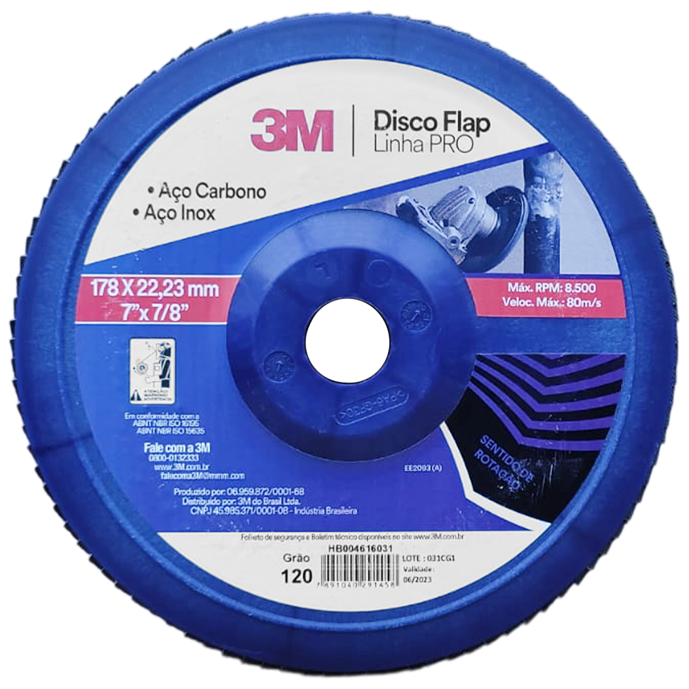 DISCO FLAP 3M HB004616031 180X22.23MM (7X7/8) G120 PRO PLASTICO