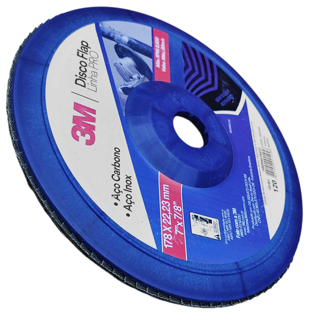 DISCO FLAP 3M HB004616031 180X22.23MM (7X7/8) G120 PRO PLASTICO - Imagem 3