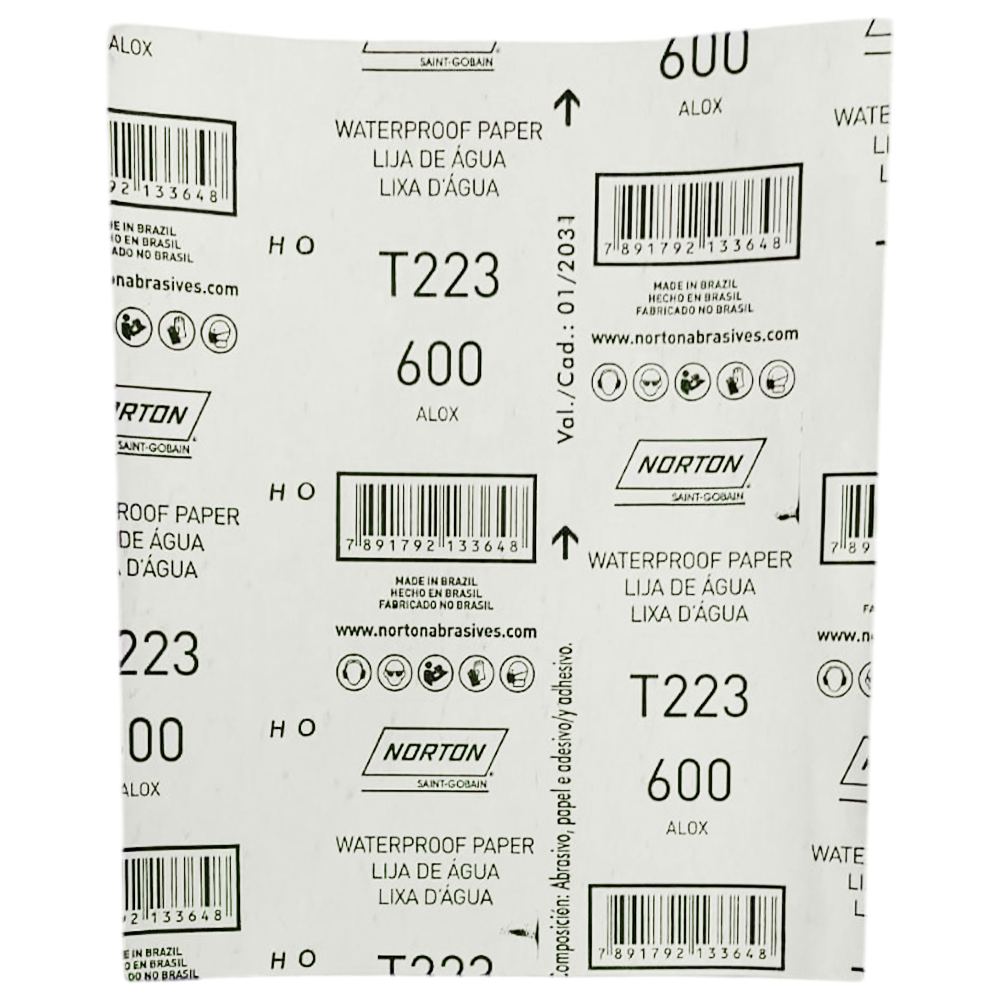 FOLHA DE LIXA DAGUA NORTON 66261161508 T223 GRÃO 600