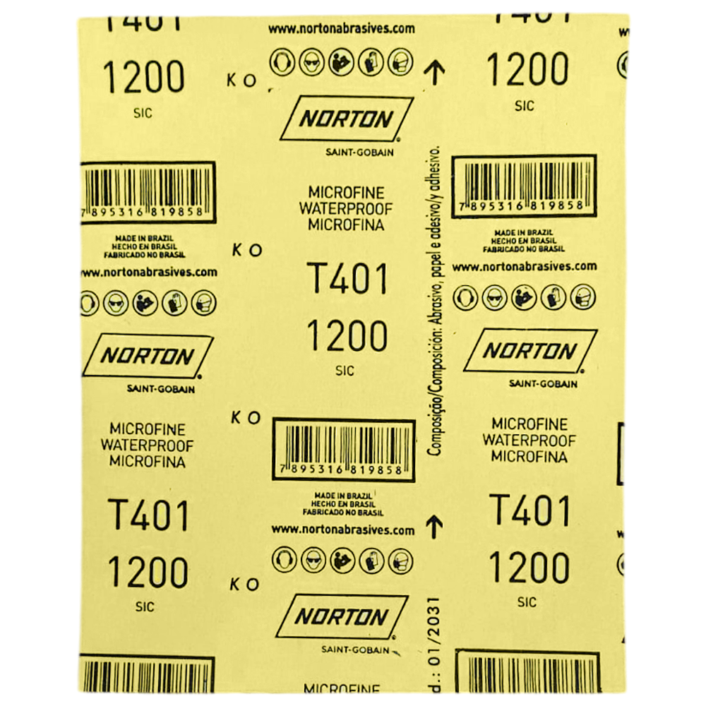 FOLHA DE LIXA DAGUA NORTON 66254408468 T401 GRÃO 1200