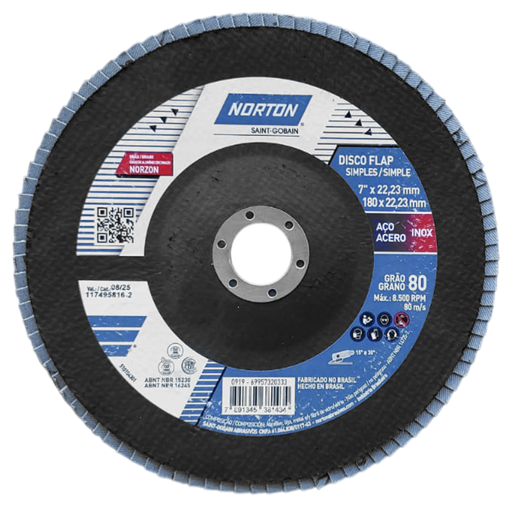 DISCO FLAP NORTON 69957320333 R822 ORIGINAL 180X22MM (7X7/8) G80