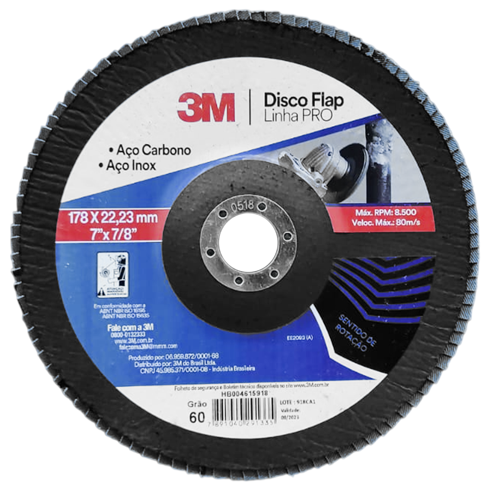 DISCO FLAP 3M HB004615918 180X22.23MM (7X7/8) G60 PRO FIBRA