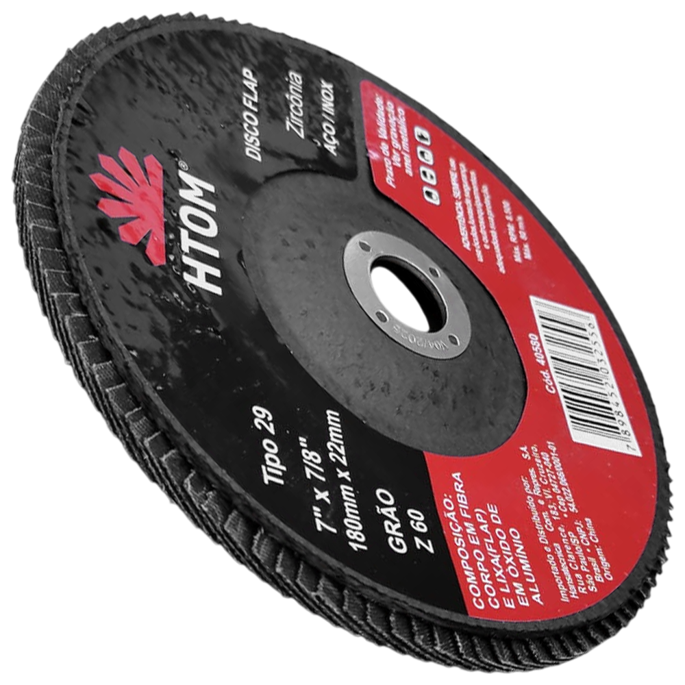 DISCO FLAP HTOM 40580 180X22.23MM (7X7/8) G60 DF007Z60 ZIRCONADO - Imagem 3