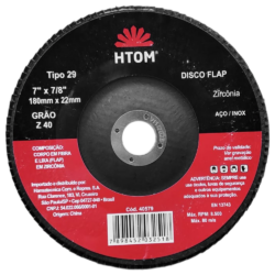 DISCO FLAP HTOM 40579 180X22.23MM (7X7/8) G40 DF007Z40 ZIRCONADO