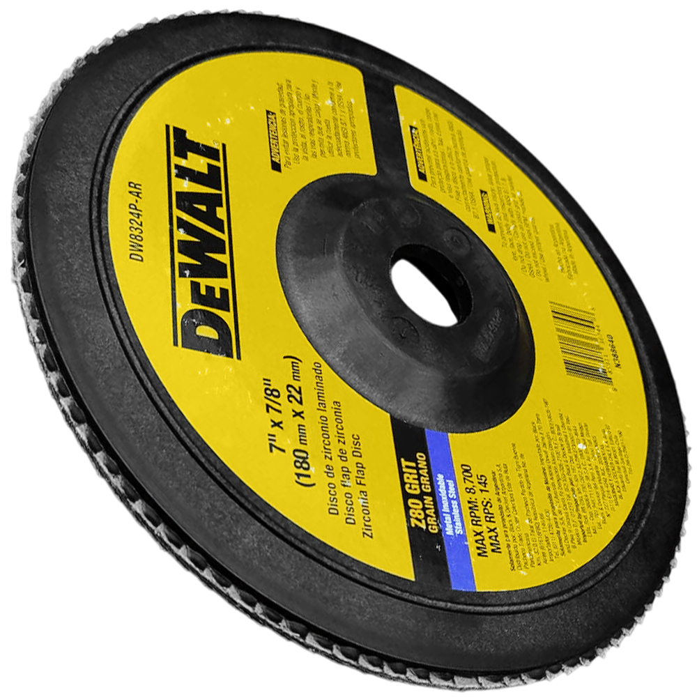 DISCO FLAP DEWALT DW8324P-AR 180X22.23MM (7X7/8) G80 ZIRCONADO BASE PLASTICA - Imagem 3