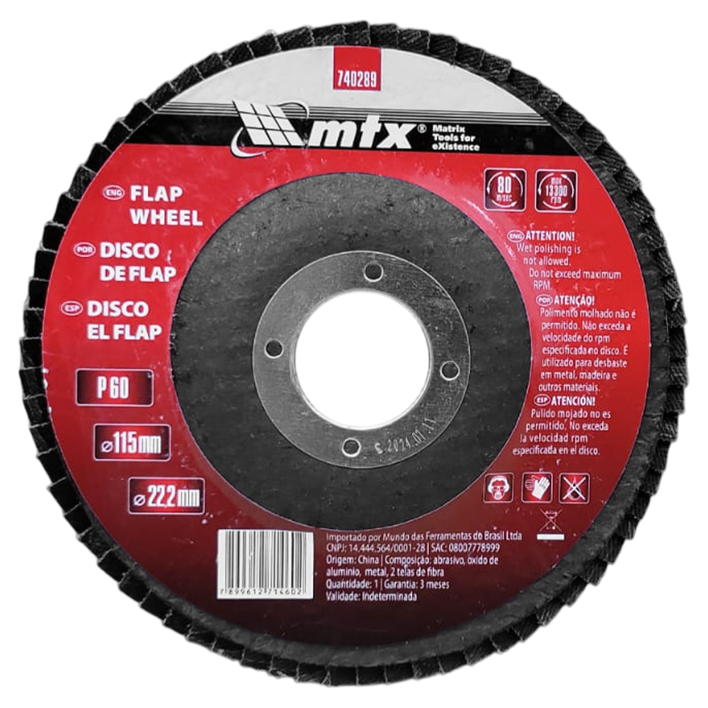 DISCO FLAP MTX 740289 115MMX22MM (4.1/2X7/8) G60