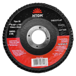 DISCO FLAP HTOM 40576 115X22.23MM (4.1/2X7/8) G60 DF412Z60 ZIRCONADO