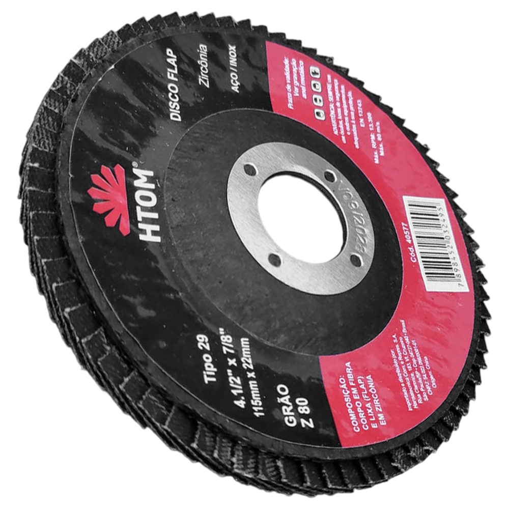 DISCO FLAP HTOM 40577 115X22.23MM (4.1/2X7/8) G80 DF412Z80 ZIRCONADO - Imagem 3