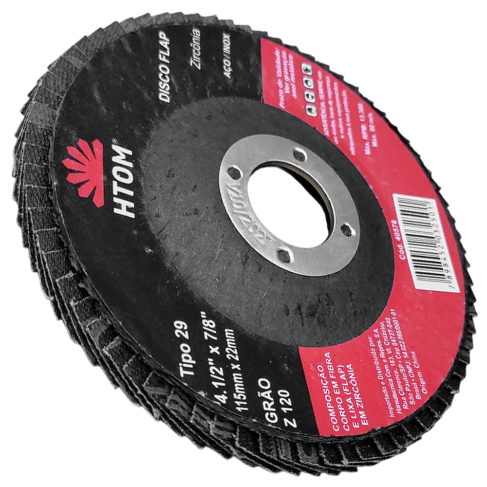 DISCO FLAP HTOM 40578 115X22.23MM (4.1/2X7/8) G120 DF412Z120 ZIRCONADO - Imagem 3