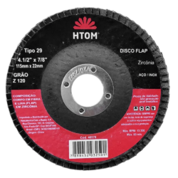 DISCO FLAP HTOM 40578 115X22.23MM (4.1/2X7/8) G120 DF412Z120 ZIRCONADO