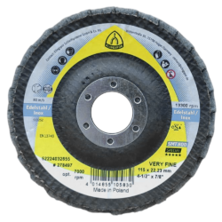 DISCO FLAP PARA AÇO INOXIDAVEL VERY FINE (VERDE) KLINGSPOR 278497 SMT800 115X22MM (4.1/2X7/8)