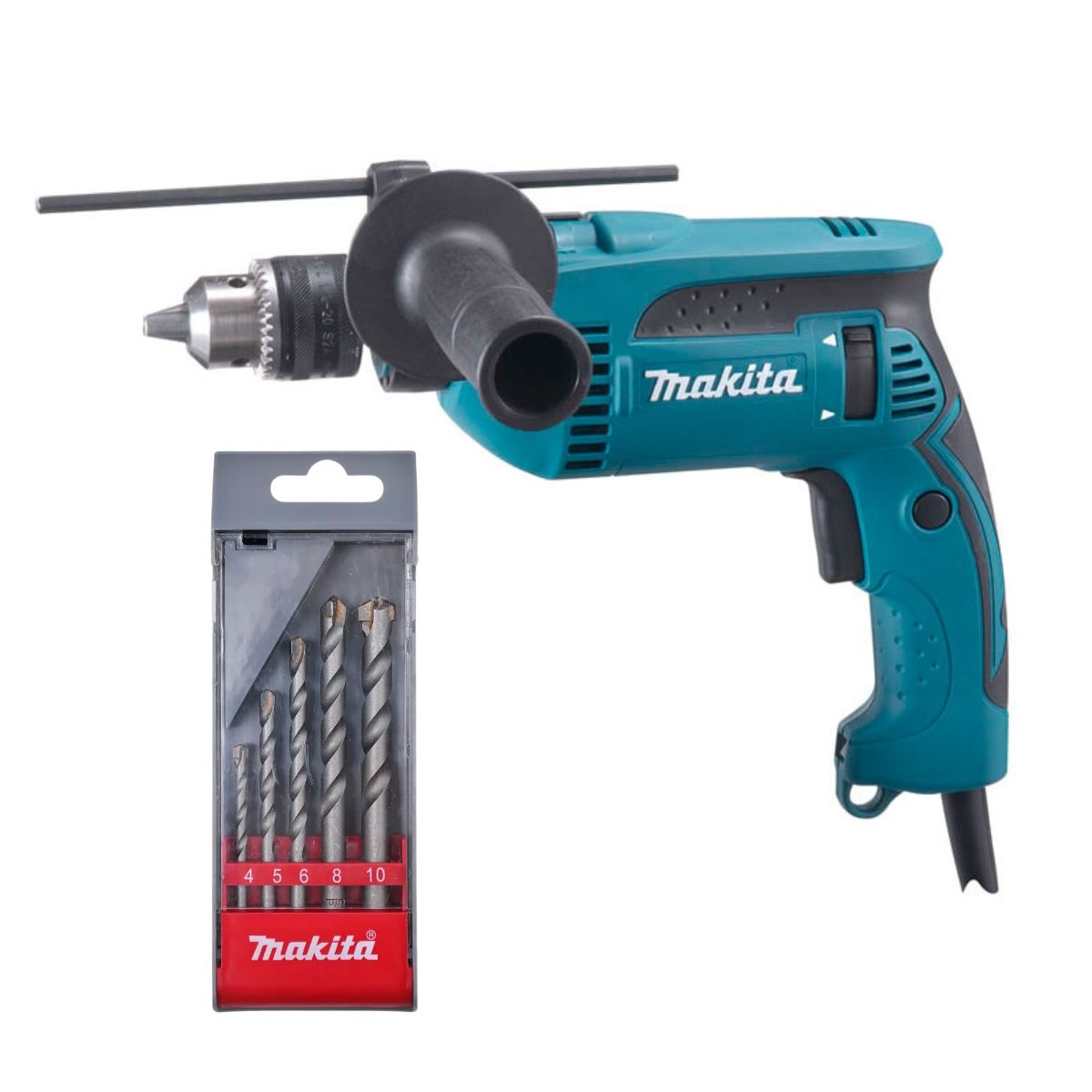 FURADEIRA DE IMPACTO HP1640-L 1/2" 760W MAKITA 220V COM JOGO DE BROCAS D-03894