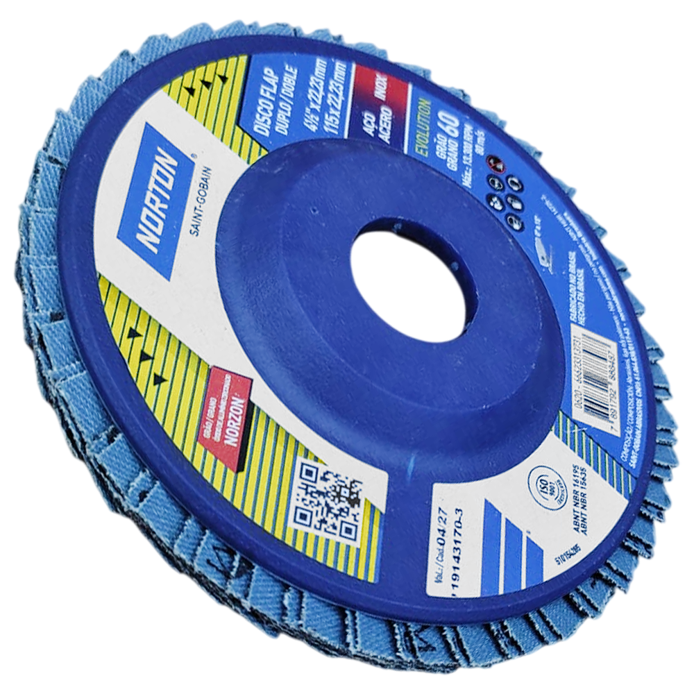 DISCO FLAP NORTON 66623313731 R822 ORIGINAL 115X22MM (4.1/2X7/8) G60 - BASE PLÁSTICA - Imagem 3