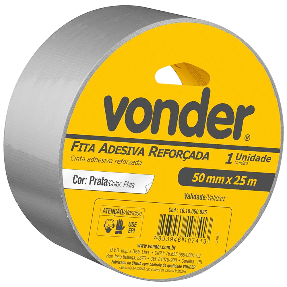 FITA ADESIVA MULTIUSO SILVER TAPE CINZA 50MMX25M VONDER 1010050025