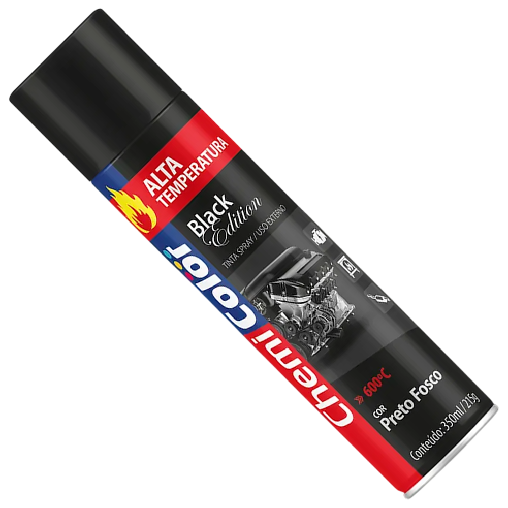 TINTA SPRAY ALTA TEMPERATURA USO INTERNO/EXTERNO PRETO FOSCO 350ML CHEMICOLOR 0680098