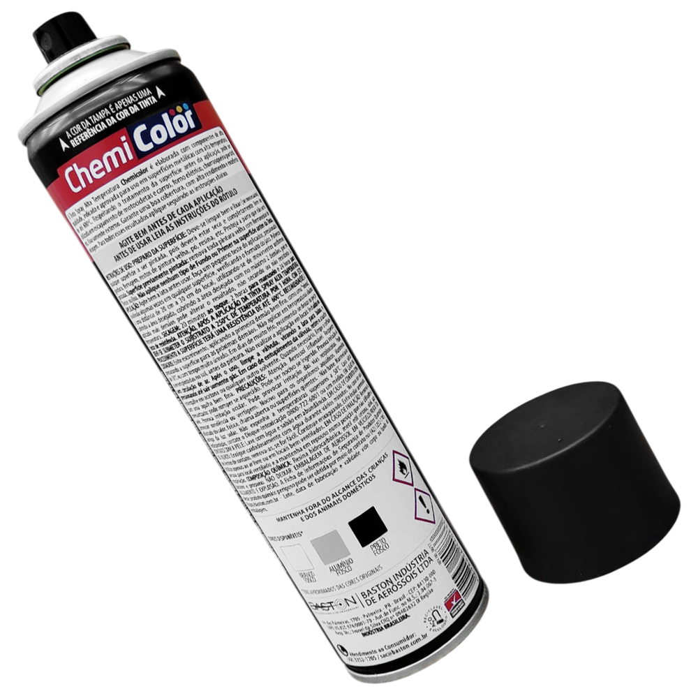 TINTA SPRAY ALTA TEMPERATURA USO INTERNO/EXTERNO PRETO FOSCO 350ML CHEMICOLOR 0680098 - Imagem 3