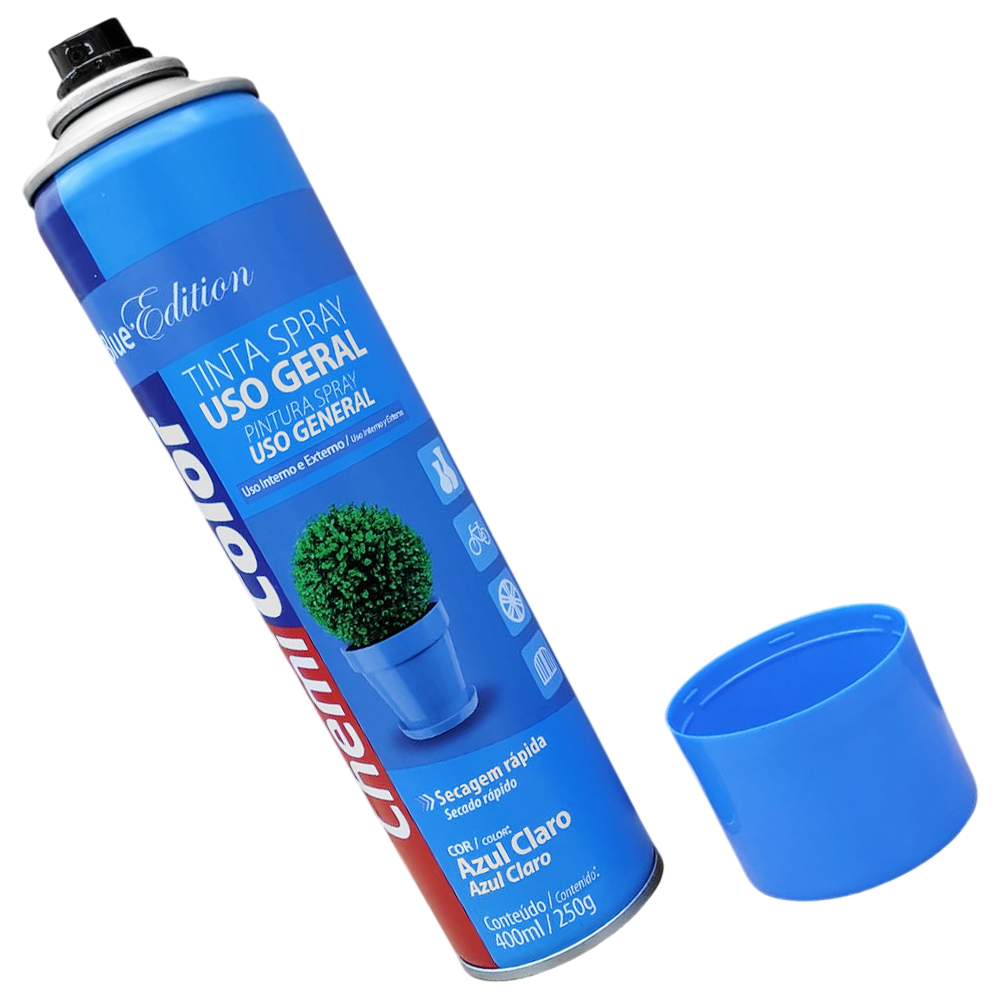 TINTA SPRAY USO GERAL USO INTERNO/EXTERNO AZUL CLARO 400ML CHEMICOLOR 0680090 - Imagem 2