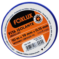 FITA ISOLANTE AZUL 19MMX10M FOXLUX 10.08