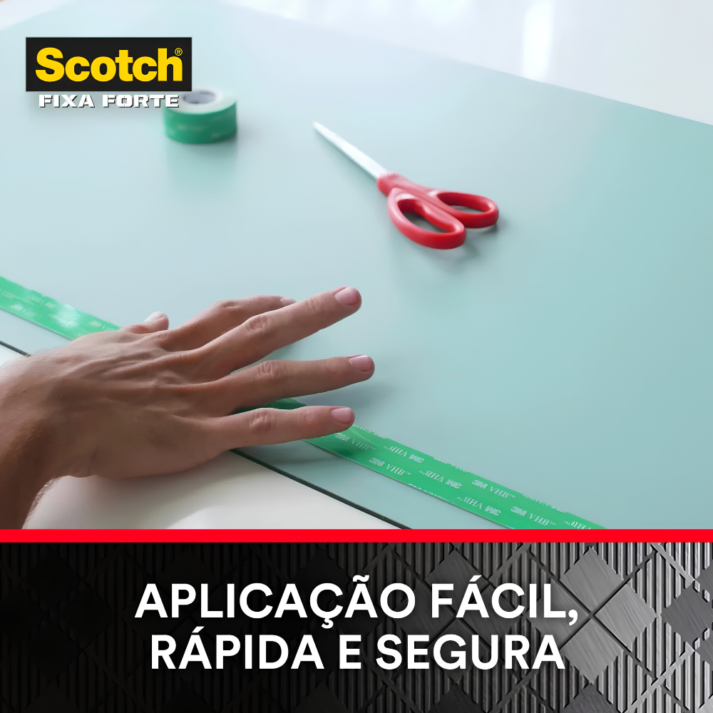 FITA DUPLA FACE VHB FIXA FORTE EXTREMA 12MMX2M ATE 2.5KG/20CM 3M HB004750087 SCOTCH - Imagem 2