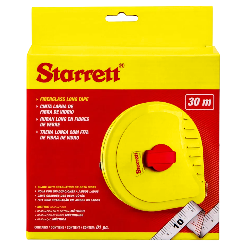TRENA COM FITA DE FIBRA DE VIDRO 30MT STARRETT KTS638-30M - FECHADA