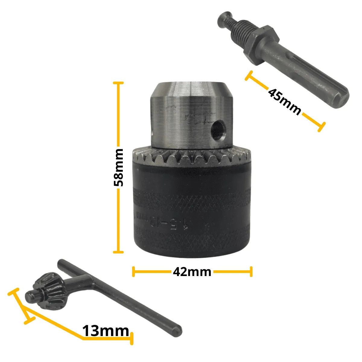 KIT MANDRIL COM CHAVE 1/2" ROSCA 1/2X20 + ADAPTADOR 1/2" PARA ENCAIXE SDS-PLUS - BOMVINK BOM-5018 - Imagem 2