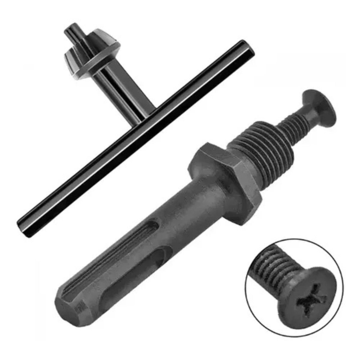 KIT MANDRIL COM CHAVE 1/2" ROSCA 1/2X20 + ADAPTADOR 1/2" PARA ENCAIXE SDS-PLUS - BOMVINK BOM-5018 - Imagem 3