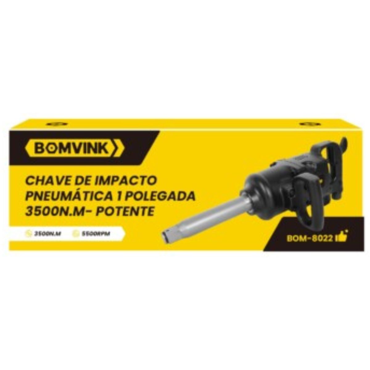 CHAVE DE IMPACTO 1" EIXO LONGO  PNEUMATICA BOMVINK BOM-8022 350KGFM - Imagem 2