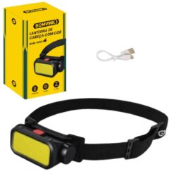 LANTERNA DE CABECA COB LED RECARREGAVEL 400LM BOMVINK BOM-4002 2000mAh