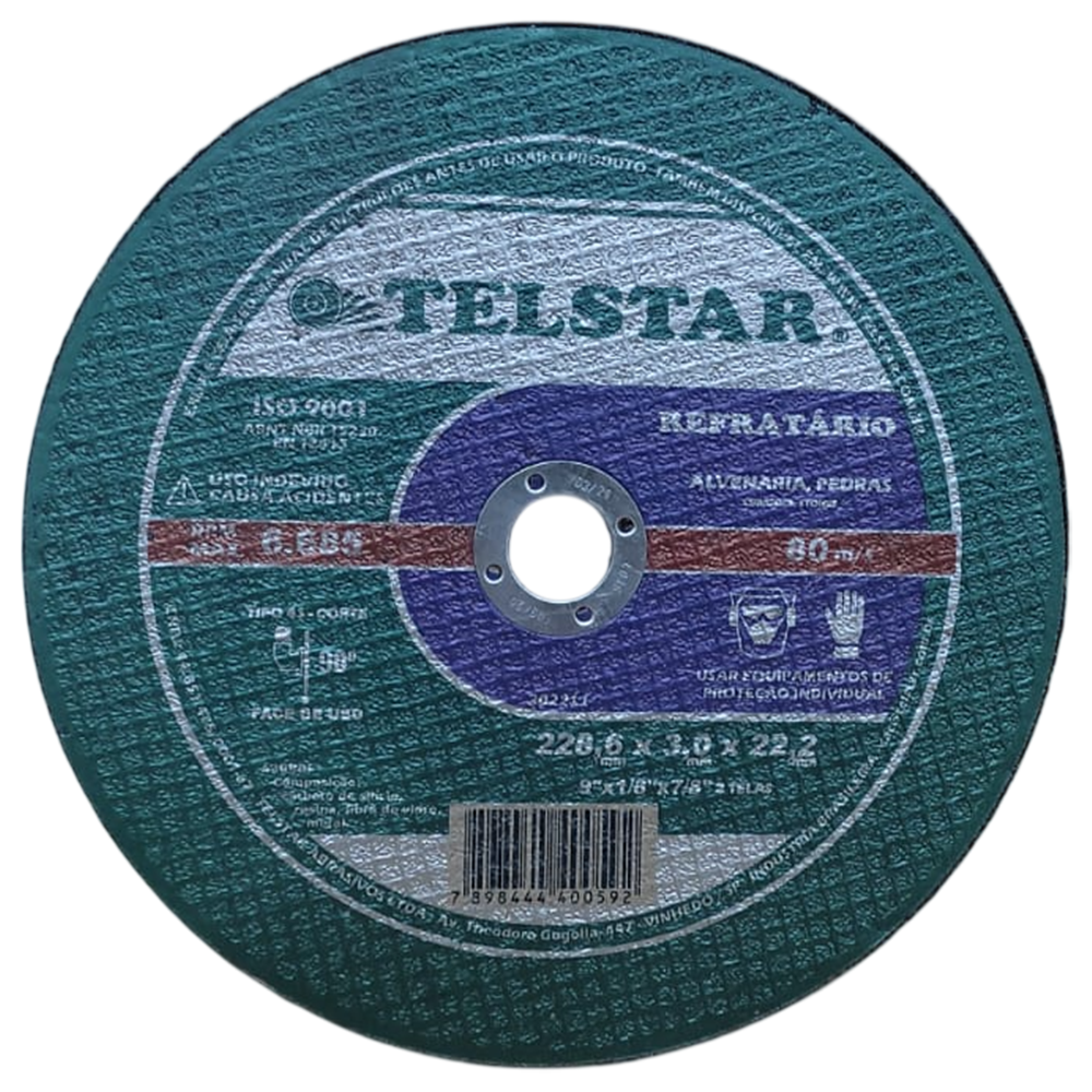 DISCO DE CORTE REFRATARIO TELSTAR 302211 230X3.0X22.22 (9X1/8X7/8) 2TELAS (T41)